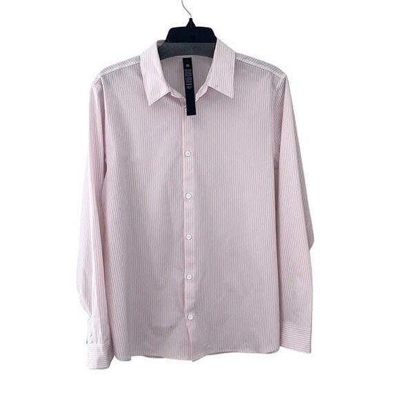 Lululemon Mens New Venture Classic Fit Long Sleeve Stripe Button Up Shirt Medium - Picture 1 of 6